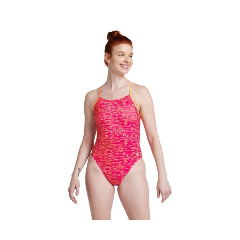 Speedo Printed Double Lace Back One Piece Swimsuit