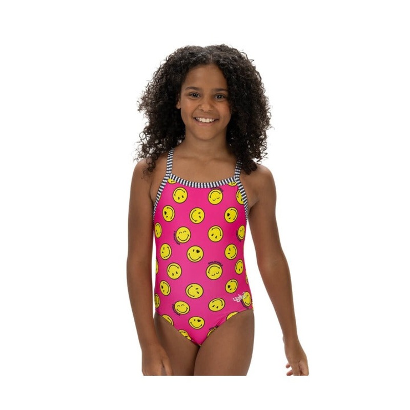 Dolfin Uglies Girls SmileyWorld Criss Cross Back One Piece Swimsuit