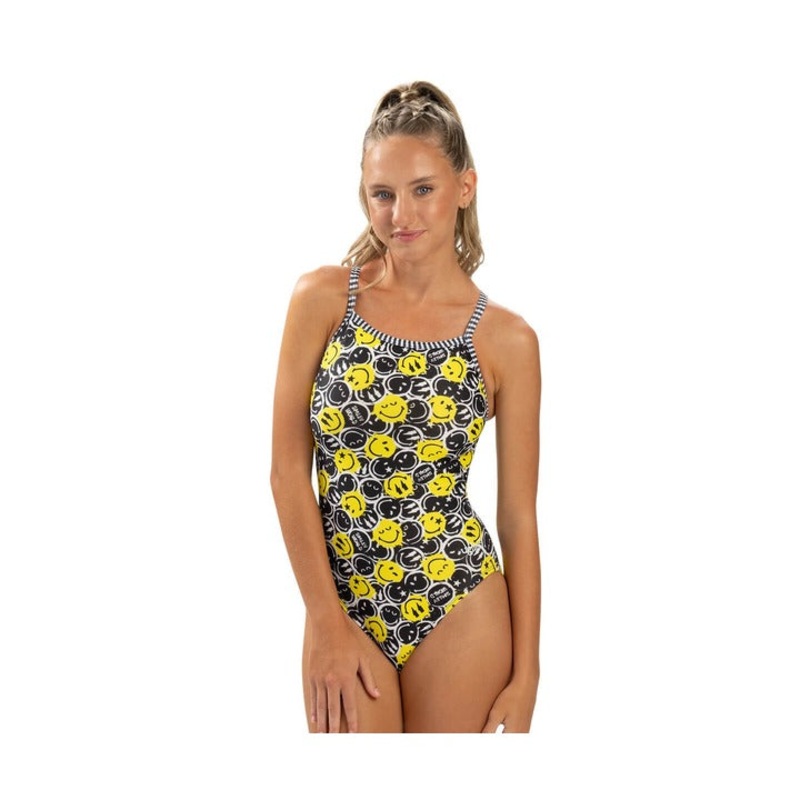 Dolfin Womens Uglies SmileyWorld On V-Back One Piece Swimsuit