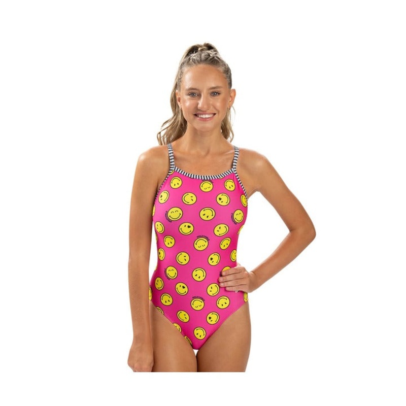 Dolfin Womens Uglies SmileyWorld V-Back One Piece Swimsuit