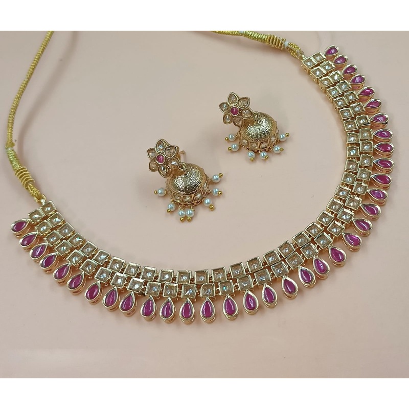 NAFJ Gold Plated Crystal Stone  Necklace Set