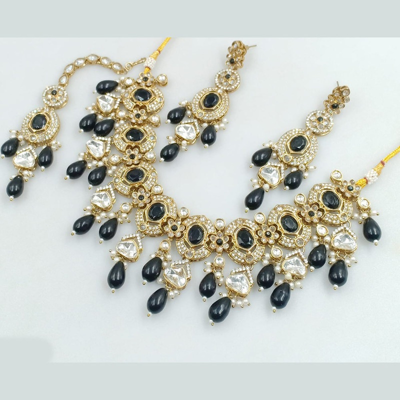 Rajwadi Collection Gold Plated Crystal Stone And Beads Necklace Set