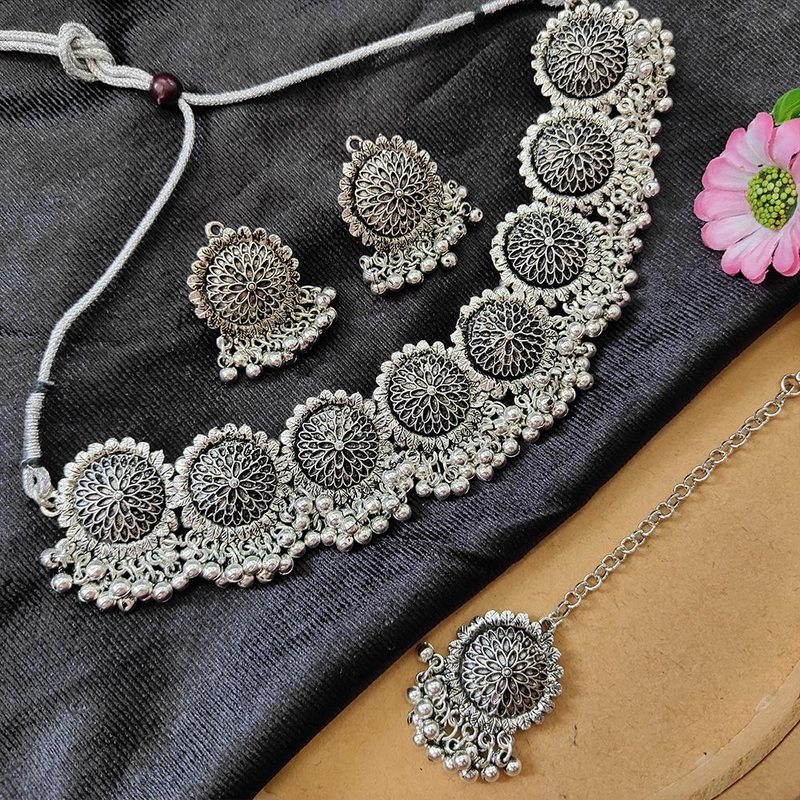 Darshana Jewels Oxidised  Plated Necklace Set