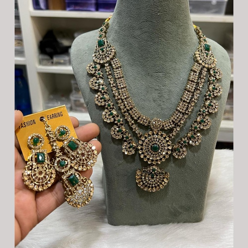 Hira Collections Gold Plated Austrian Stone Necklace Set