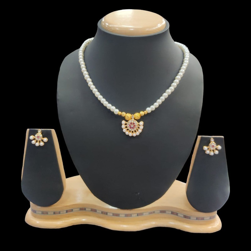 Pooja Bagles Gold Plated Necklace Set