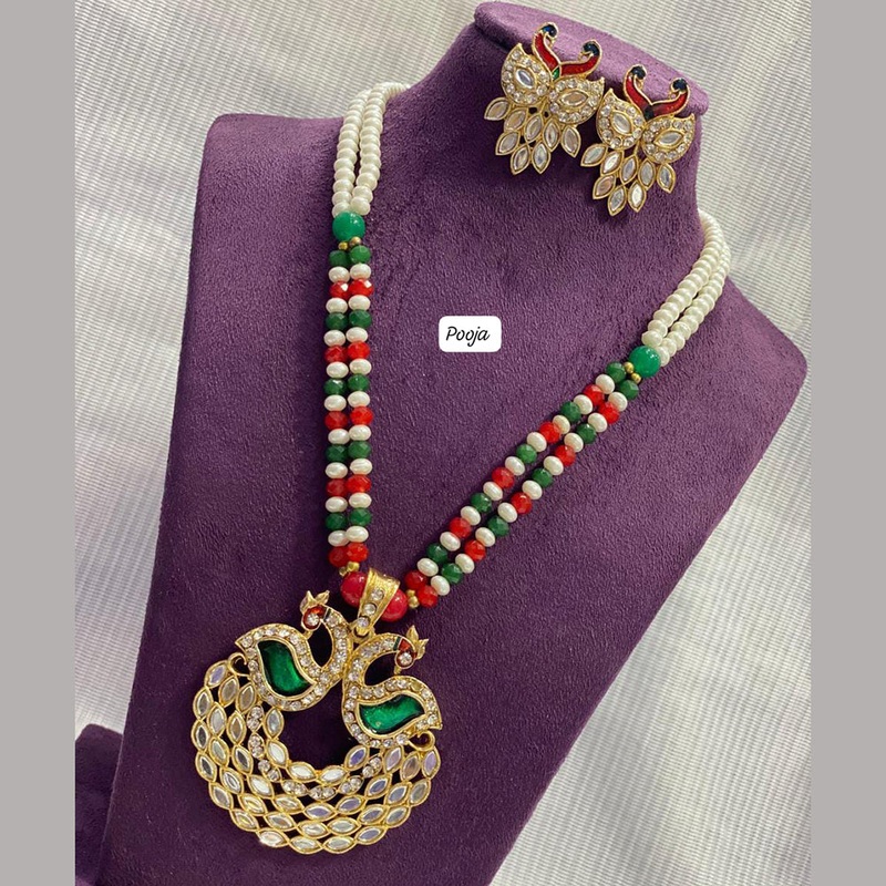 Pooja Bangles Gold Plated Pearl Long Necklace Set