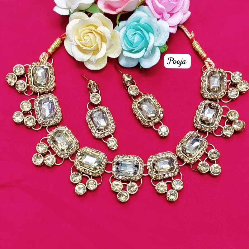 Pooja Bangles Crystal Necklace Set