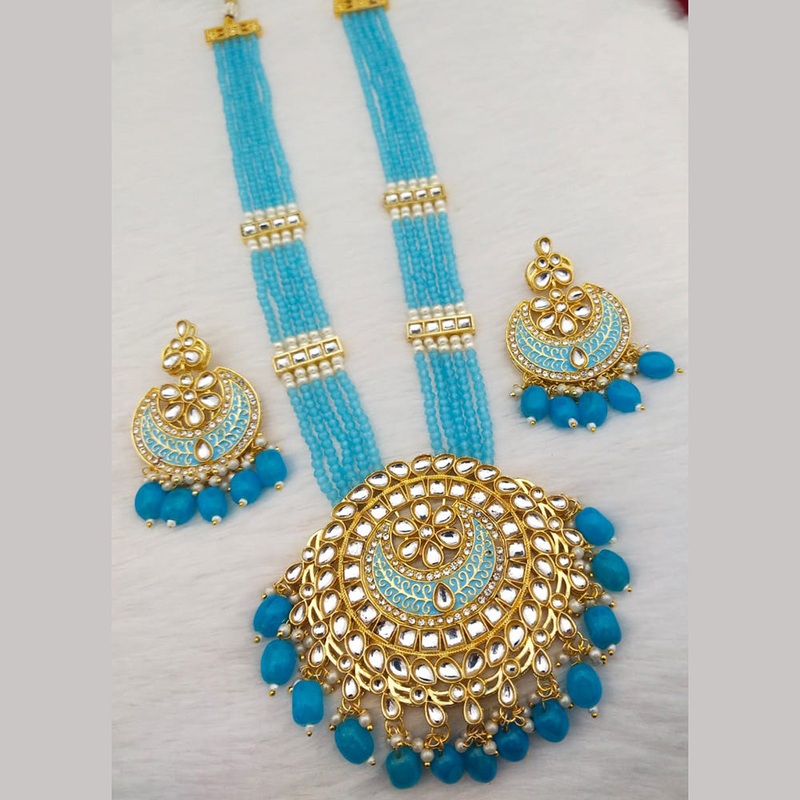 Pooja Bangles Gold Plated Kundan Stone Long Necklace Set