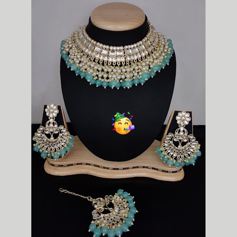 Pooja Bangles Gold Plated Kundan Stone Necklace Set