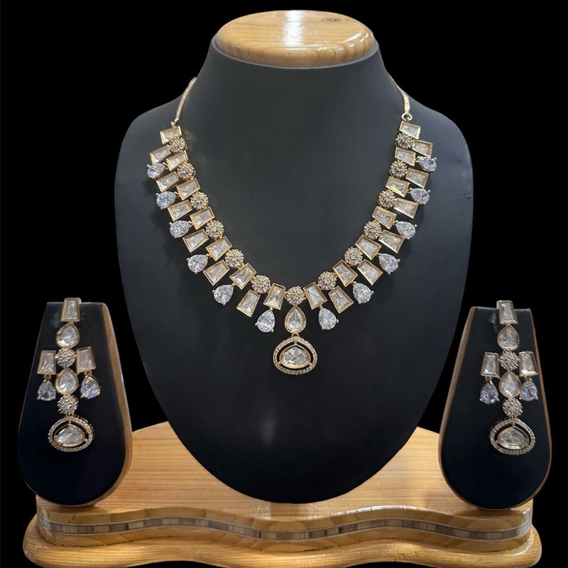 JCM Gold Plated American Daimonds Necklace Set