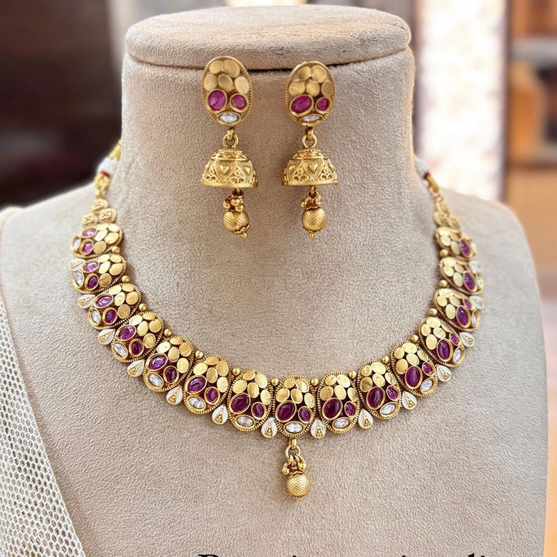 Jewel Addiction Gold Plated Pota Stone And Beads Necklace Set