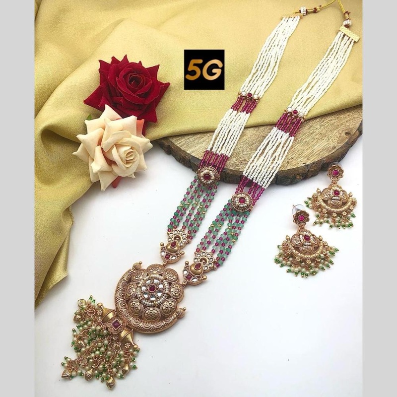Manisha Jewellery Ethnic Radance Gold Plated Kundan Beads And Pearl Long Necklace Set