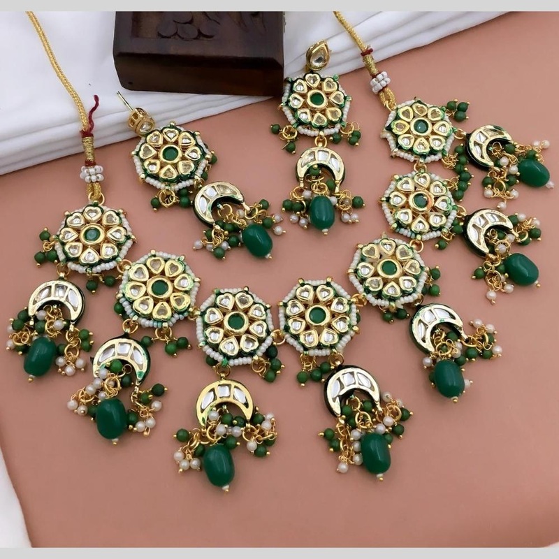 Manisha Jewellery Ethnic Radance Gold Plated Kundan Beads And Pearl Necklace Set
