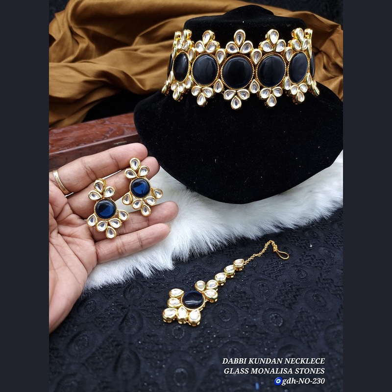 Sai Fashion Gold Plated Monalisa & Kundan Choker Necklace Set