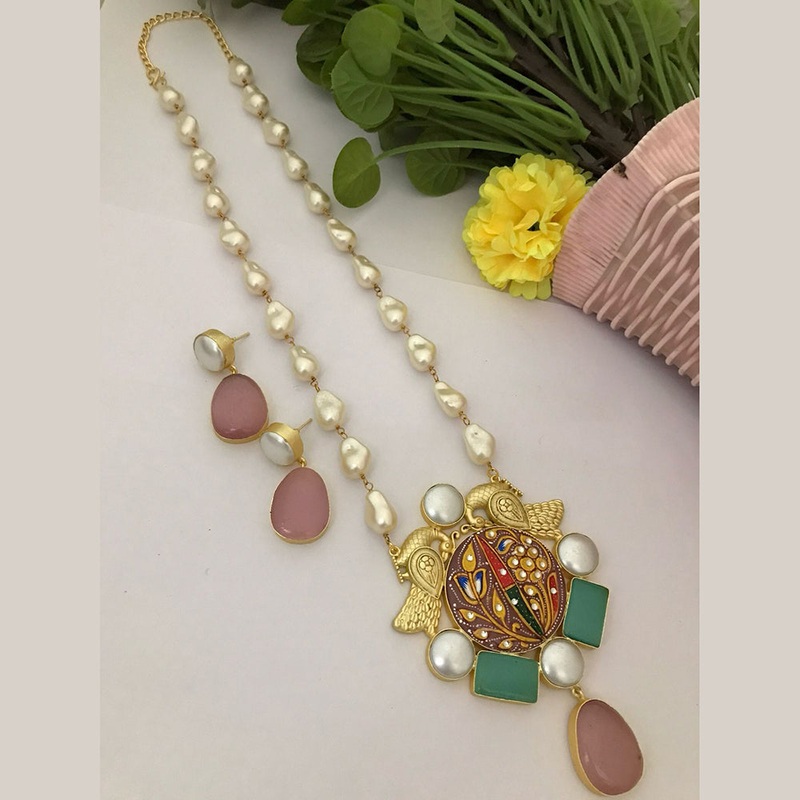 FS Collection Gold Plated Pearl Necklace Set