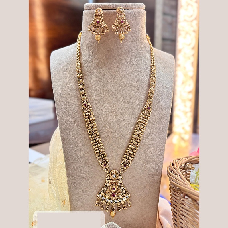 Jewel Addiction Gold Plated Pota Stone And Beads Long Necklace Set