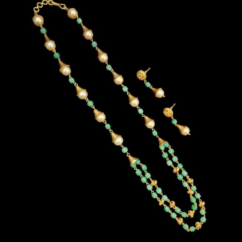 NAFJ Gold Plated Beads Necklace Set