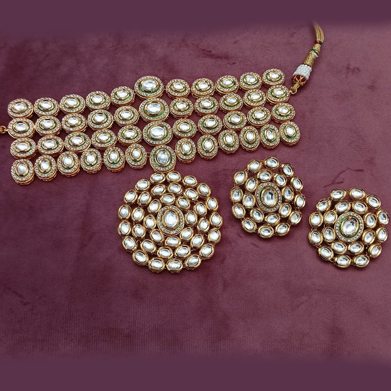 Royal Kundan Jewellery Gold Plated Kundan Choker Necklace Set