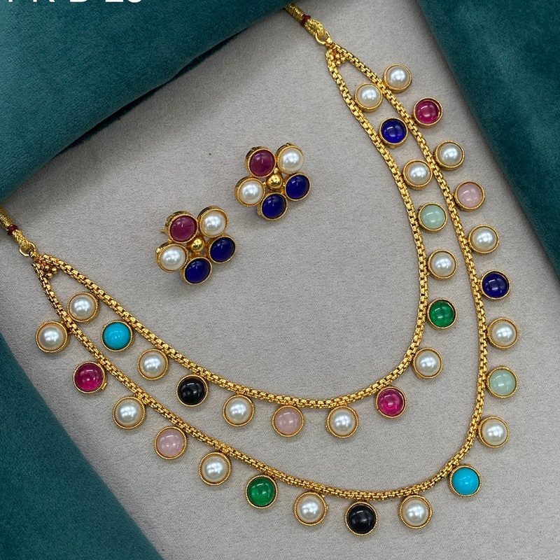 Royal Kundan Jewellery Gold Plated Pearl Necklace Set