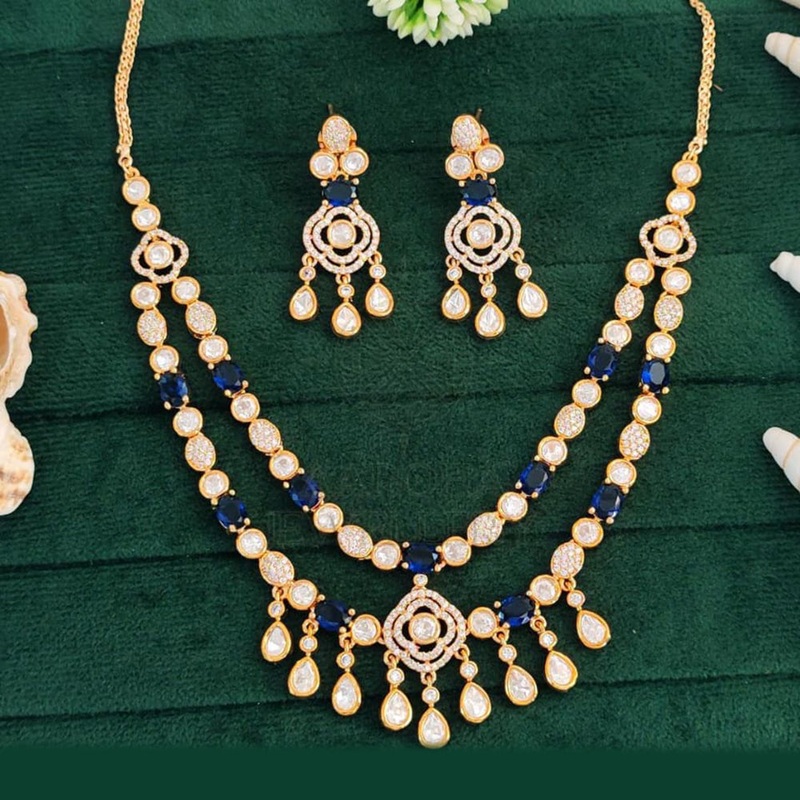 Everlasting Quality Jewels Gold Plated American Diamond Necklace Set
