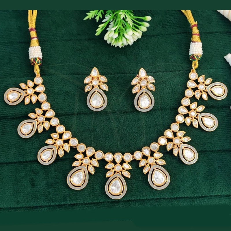 Everlasting Quality Jewels Gold Plated Polki Kundan Necklace Set