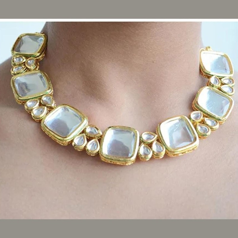 FS Collection Gold Plated Kundan Stone Necklace