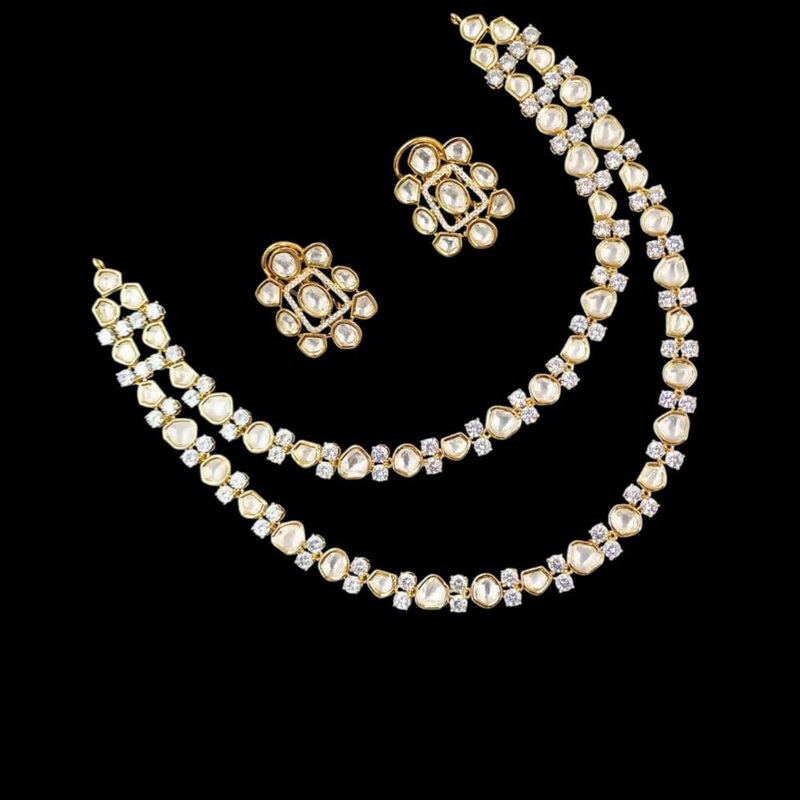NAFJ  Gold Plated Kunda Stone  Necklace Set