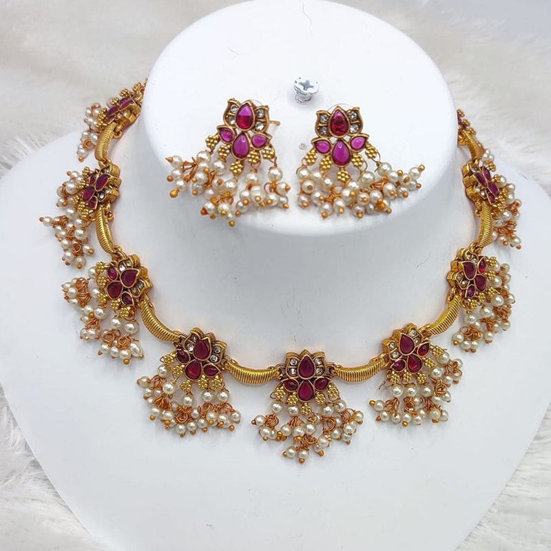 Lucentarts Jewellery Gold Plated Pearl Necklace Set