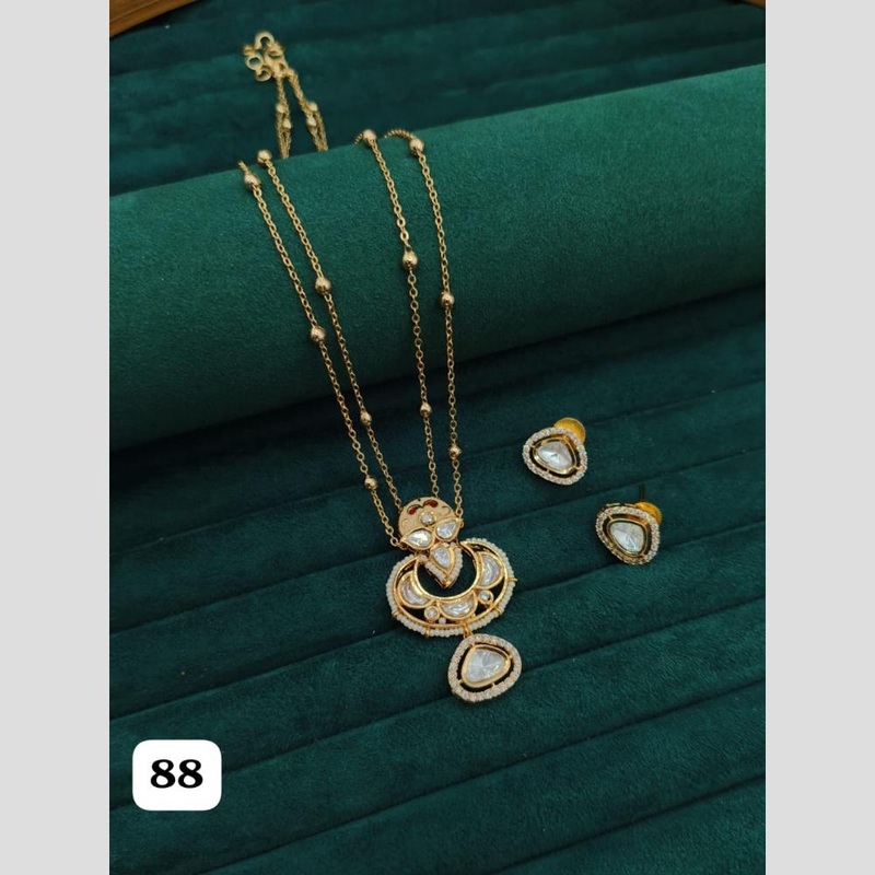Everlasting Quality Jewels Gold Plated Polki Kundan Stone And Meenakari Long Necklace Set