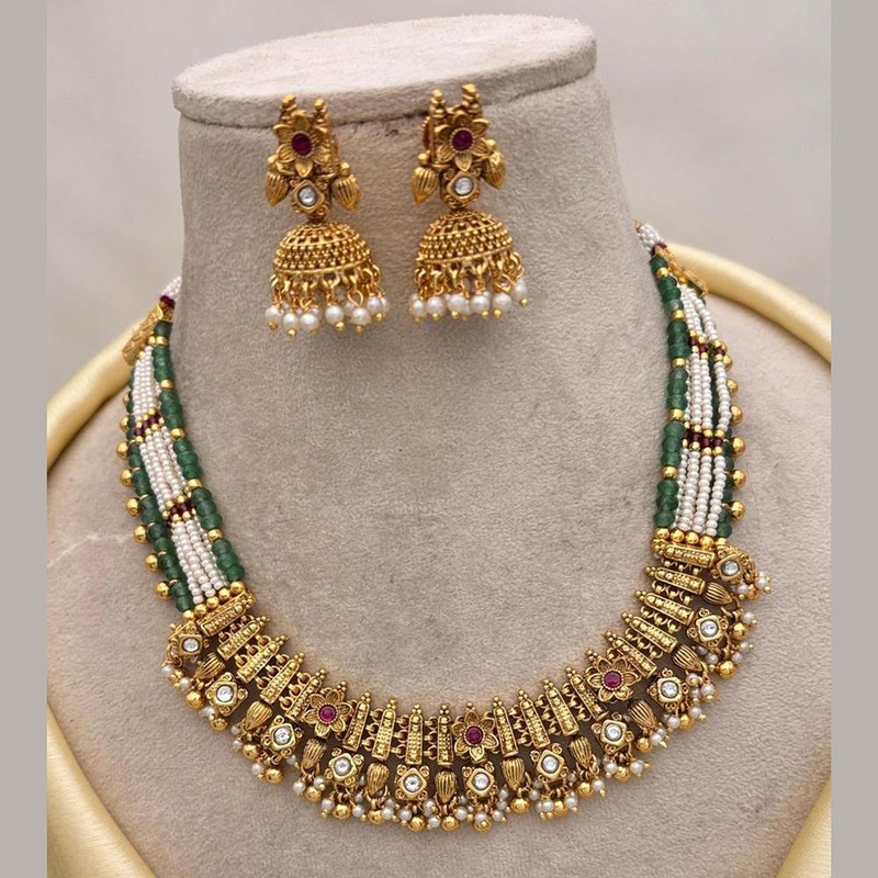 Jewel Addiction Copper Gold Pota Stone Necklace Set