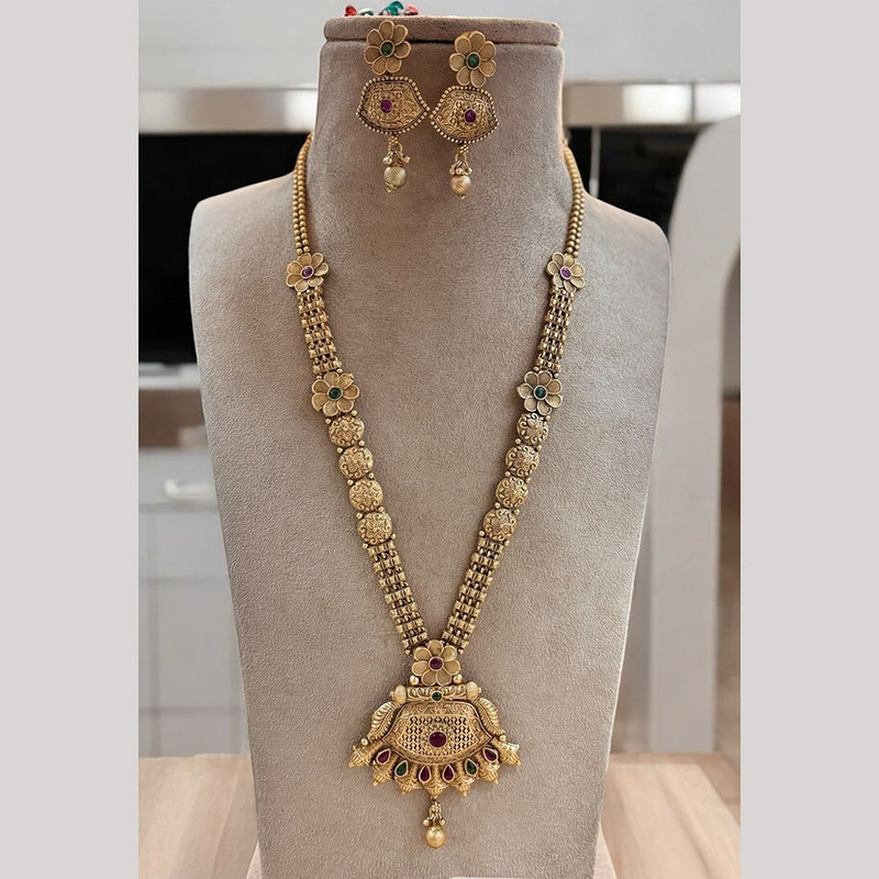 Jewel Addiction Gold Plated with Pota Sparkle Ethnic Glam Long Necklace Set
