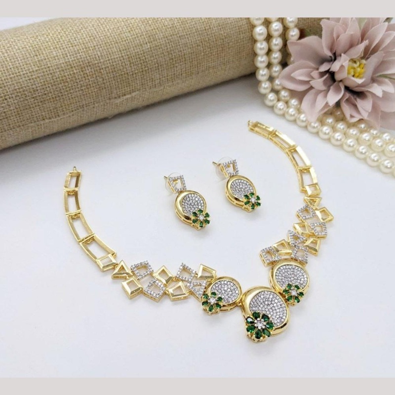 Kavita Art  Gold Plated American Diamond Necklace Set