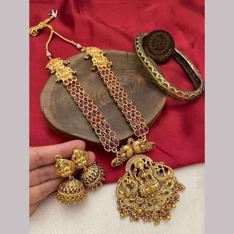 FS Collection Ethnic Pota Stone & Temple Design Necklace Set