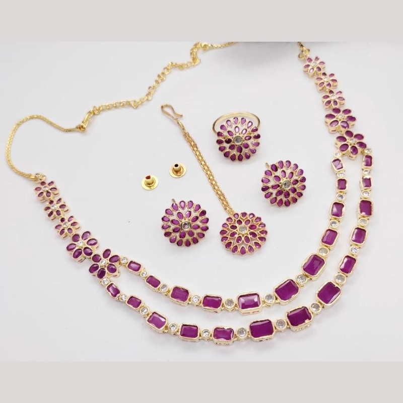 Kavita Art Gold Plated Pota Stone Necklace Set
