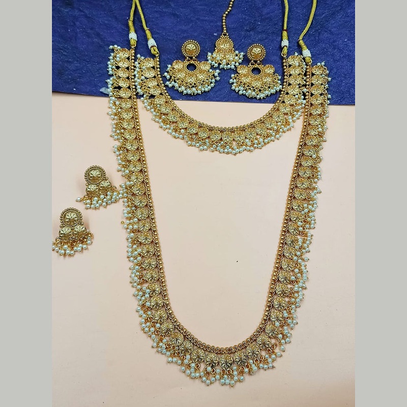 NAFJ Gold Plated Pearl Combo Necklace Set