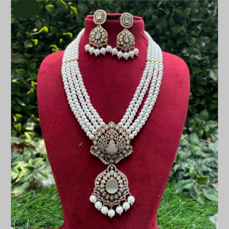 Royal Kundan Jewellery Gold Plated Austrian Stone And Beads Necklace Set