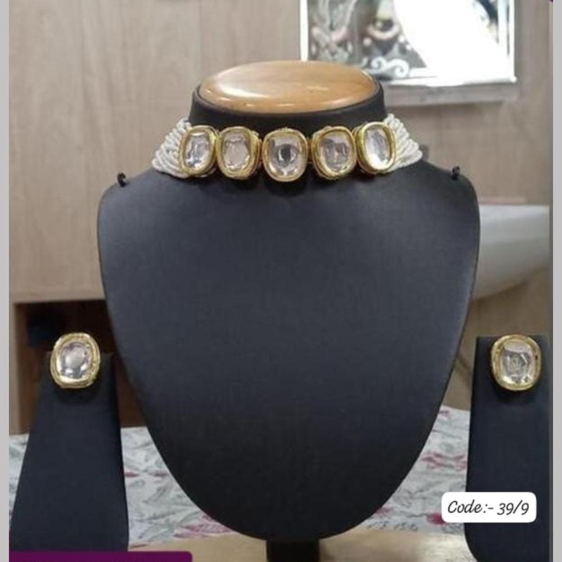 Fs Collection Gold Plated Choker Necklace Set