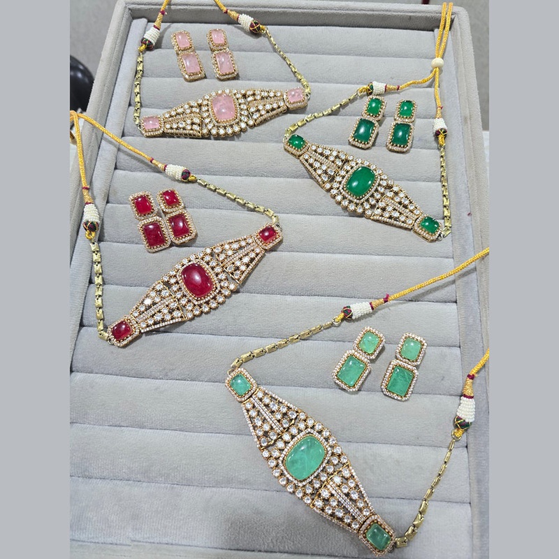 JCM Gold Plated Austrain Stone Choker Necklace Set