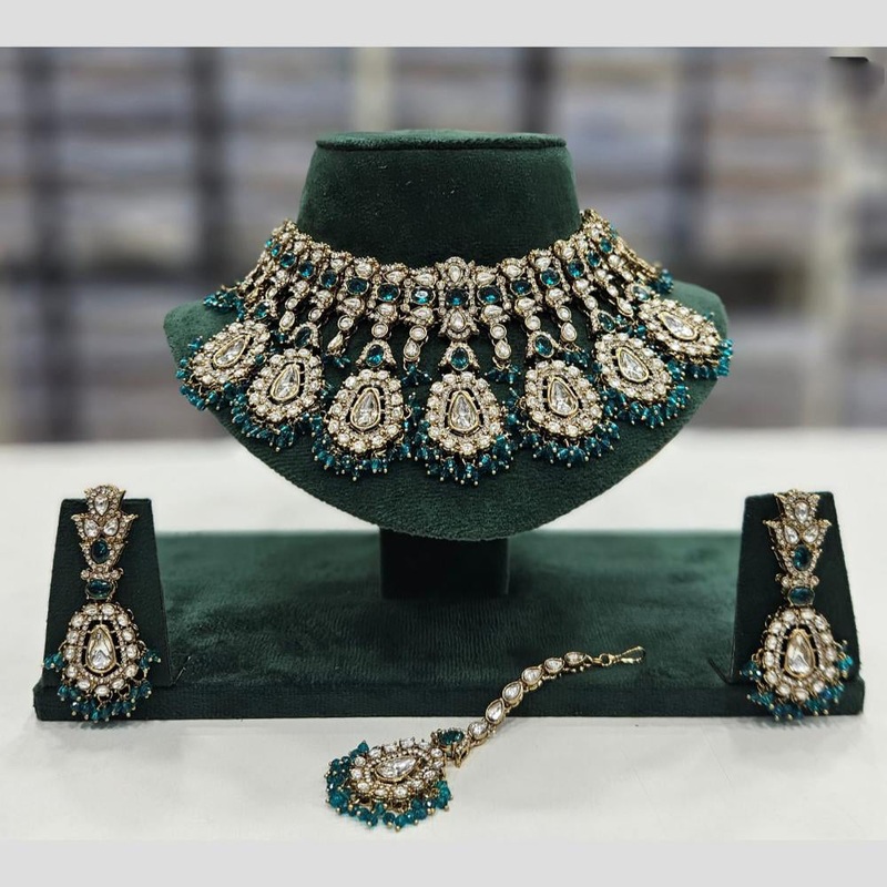 Rajwadi Collection Gold Plated Kundan Stone And Pearl Necklace Set