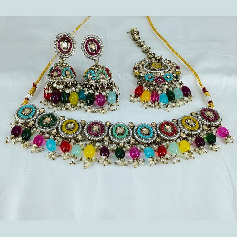 Corbeda Fashion Elegant Gold Plated Sparkling Austrian Stones And Beads Necklace Set