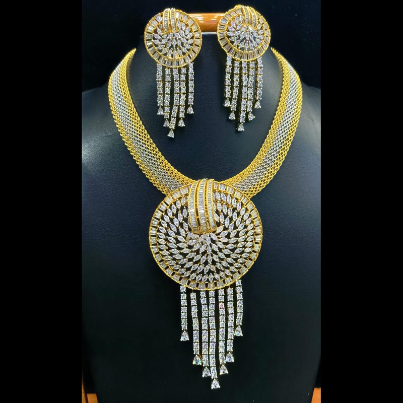 Jain Jewellers AD Necklace Set for Women  2-Tone Finish