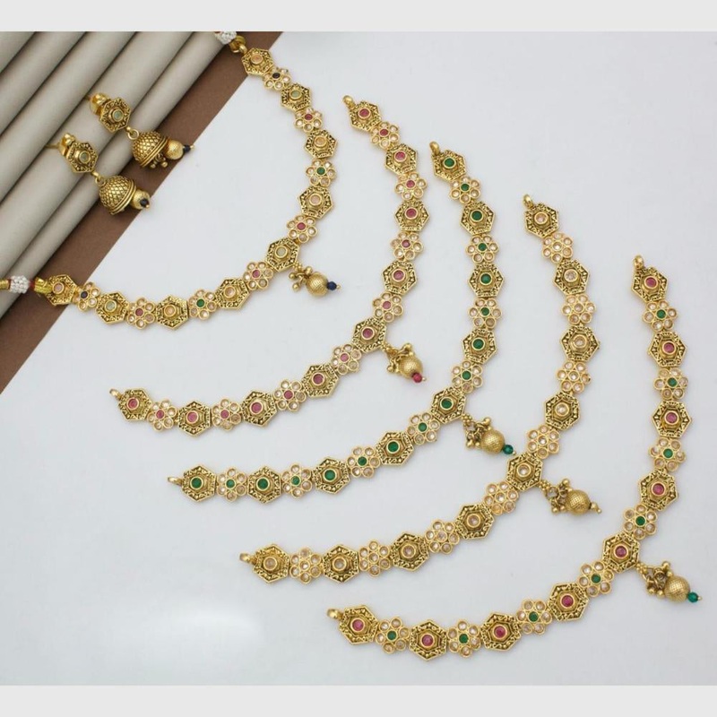 Manisha Jewellery Gold Plated Crystals & Pearls  Festive Wear  Necklace Set