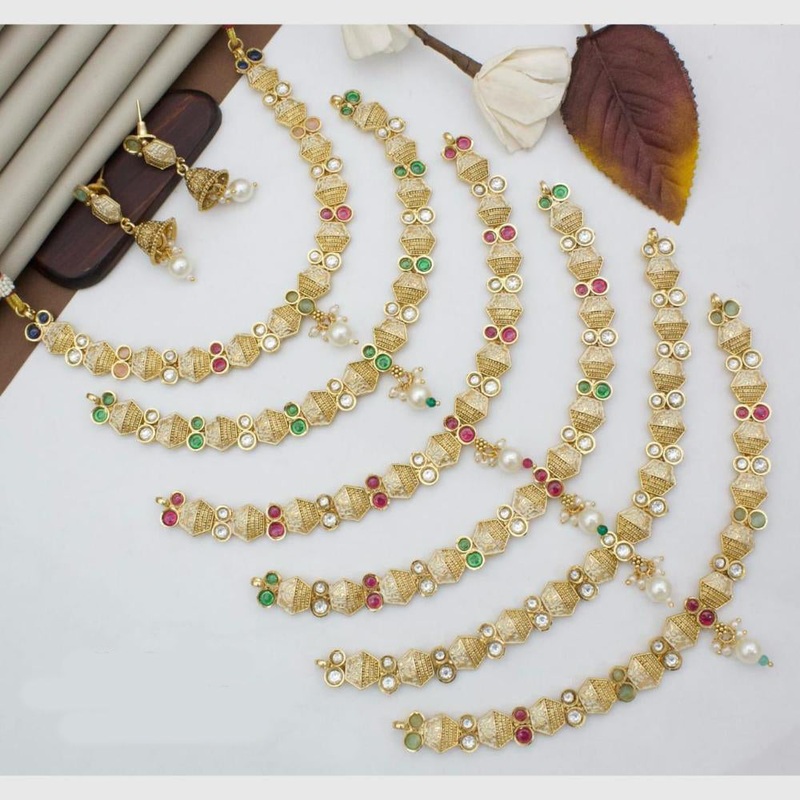 Manisha Jewellery Gold Plated Pota Festive Wear  Necklace Set