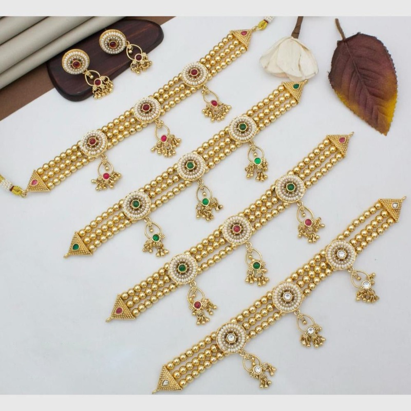 Manisha Jewellery Gold Plated Pota & Pearls  Festive Wear  Necklace Set