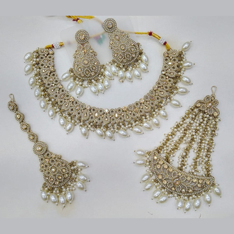 Manisha Jewellery Radiant Grace Gold-Plated Crystal & Beaded Necklace Set
