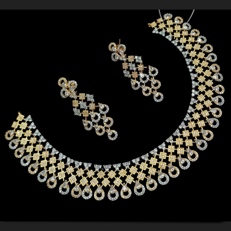 NAFJ Designer 2-Tone Plated  American DiamondsNecklace Set