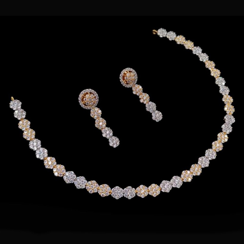 NAFJ Party Wear 2 Tone Plated Austrian Stone Necklace Set