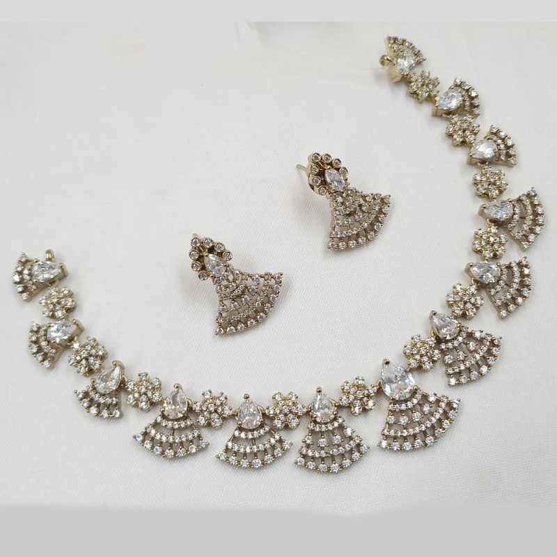 NAFJ Party Wear Gold Plated Austrian Stone Necklace Set