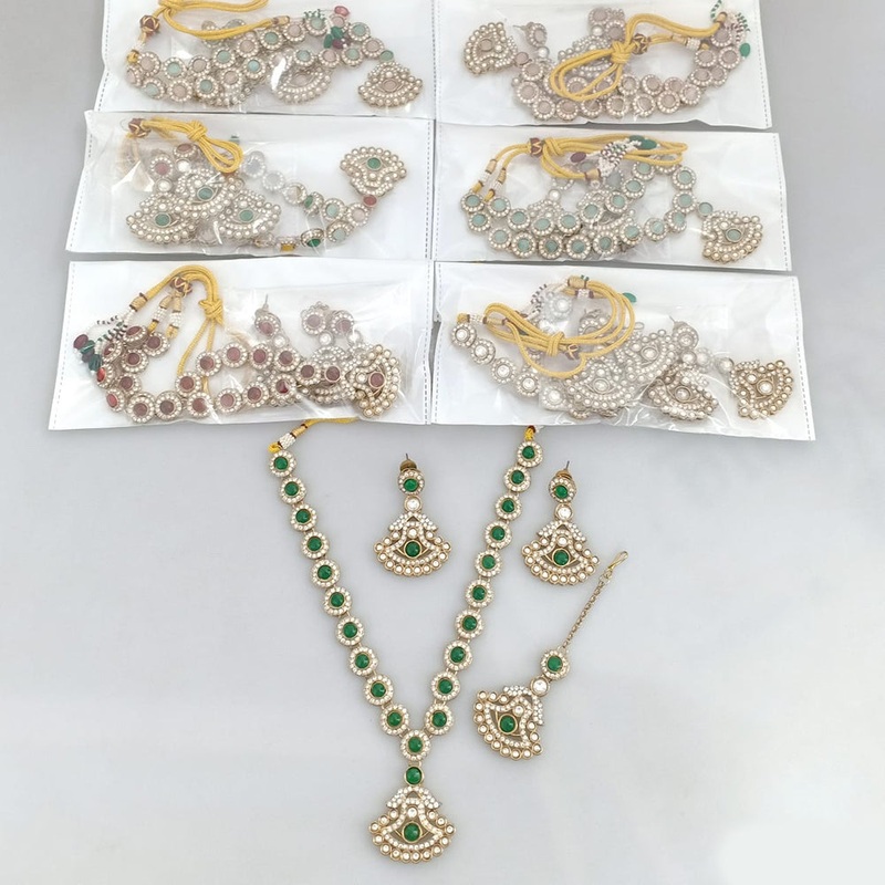 Rajwadi Collection Gold Plated Crystal and Austrian Stone Necklace Set for Women