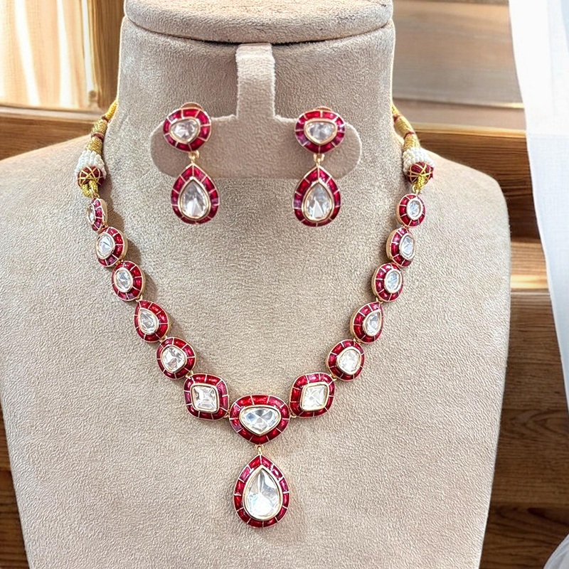 Jewel Addiction Gold Plated Polki Kundan Necklace Set